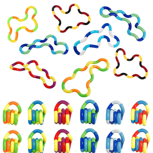 20 PCS Multicolored Quiet Fidgets Toys for Unique Fidget Experience Anti Anxiety Sensory Toys Combine into New Shapes Brain Imagination Tools Relax Therapy Educational Toy for Kids Boys Adults