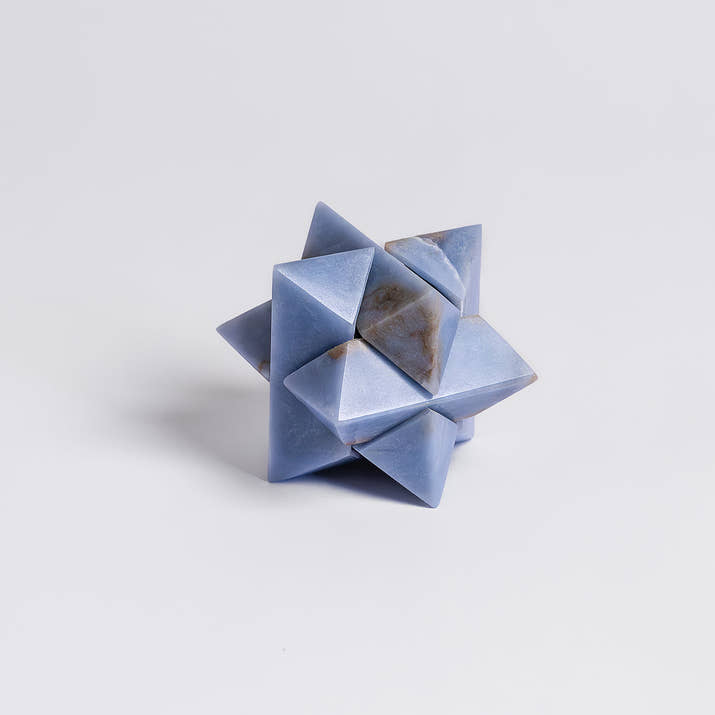 Burr Star 3D gemstone puzzle Angelite