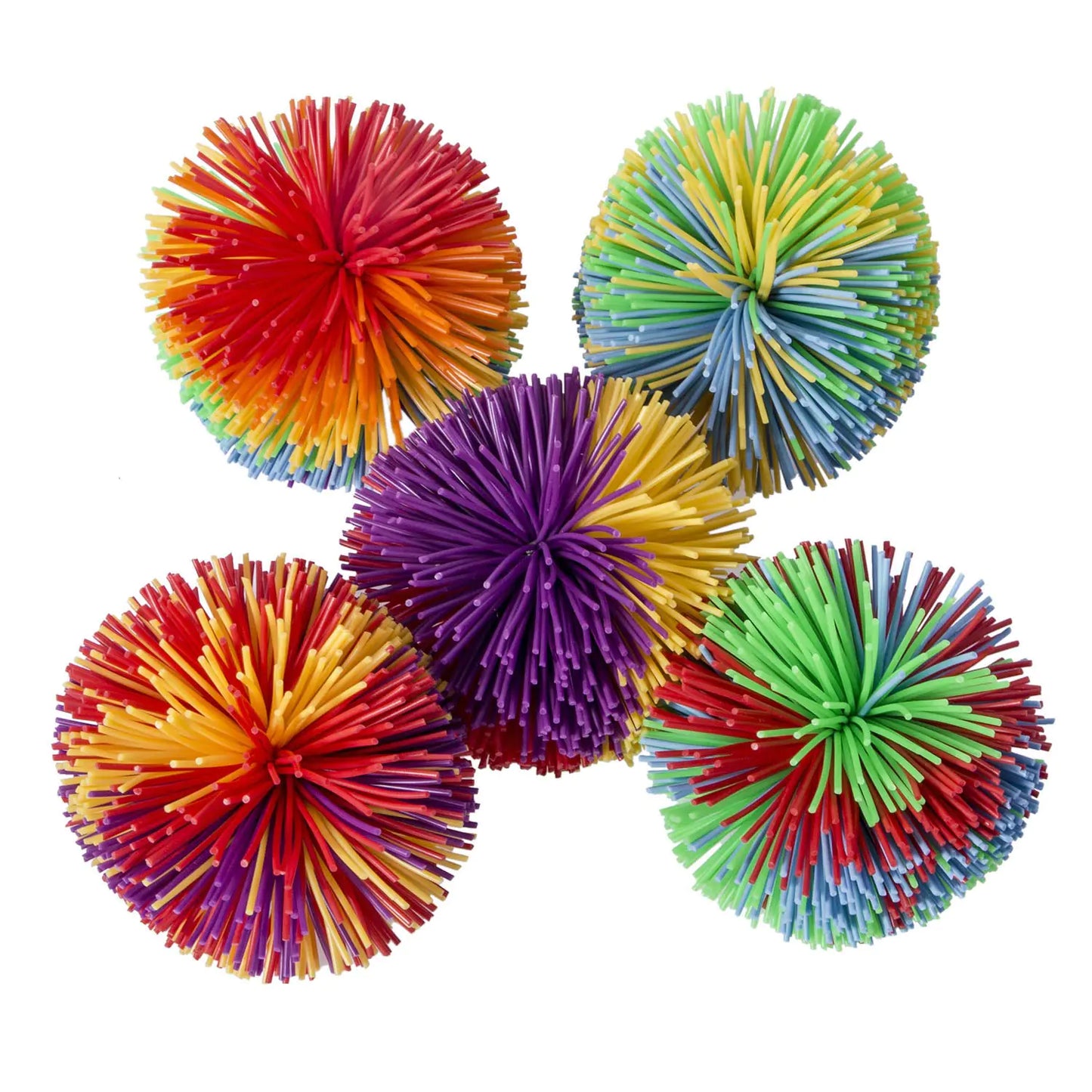 Hibery 5 Pack Monkey Stringy Balls Soft Stress Balls Monkey Balls Sensory Fidgets Toys Rainbow Pom Ball Colorful Bouncy Ball / Stress / Sensory Toy