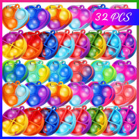 LIAM&AVA Party Favors Pop Fidget Keychain Its 32 Pack Mini Fidget Toys Bulk for Kids 4-8 8-12 Year Fidgets It Bubbles Poppers Goodie Bag Stuffers Fidgets for Classroom Prizes Sensory Birthday Gifts