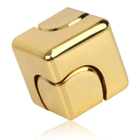 QLKUNLA Fidget Cube Spinner Anti-Anxiety Focusing Fidget Toys EDC Fidgets Spinner 4-in-1 Toy Metallic Focus Toy Cube Finger Top Desktop ADHD Stress Relieve Toys for Kids and Adults (Gold)